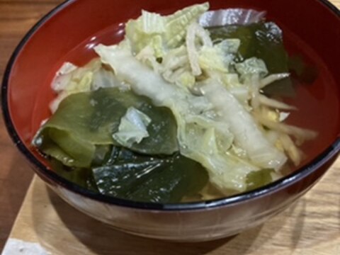 白菜、豆腐、わかめ吸い物